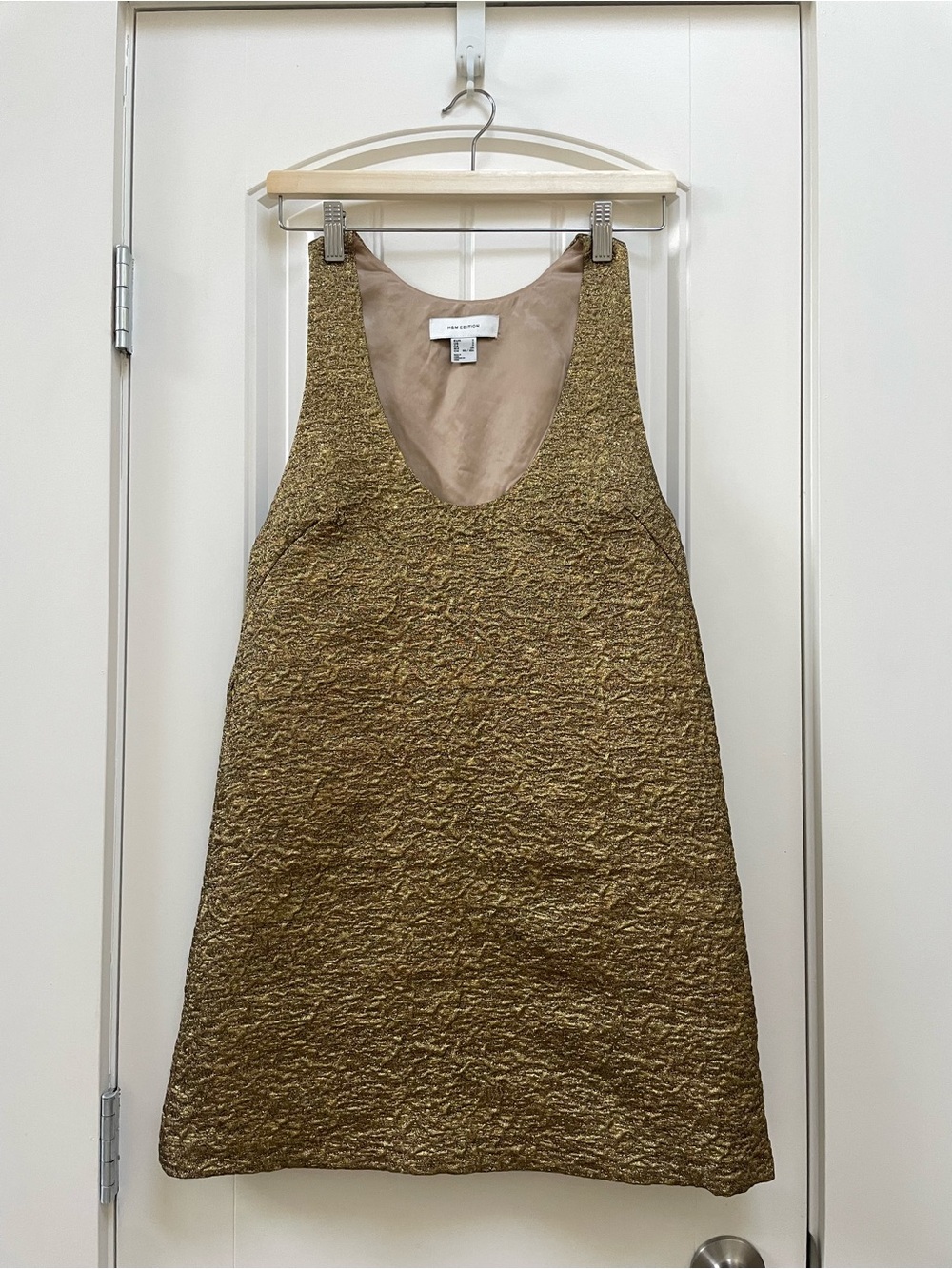 H&M Edition - Textured Metallic Shift Dress in Gold